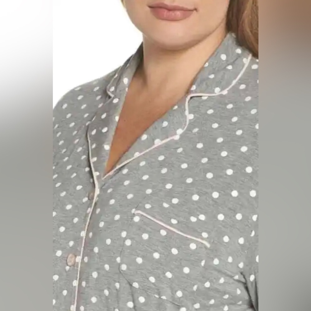 Pj SALVAGE Modal Three-Quarter Sleeve Short Grey Polka Dot Pajamas Plus Size 3X - Picture 3 of 6
